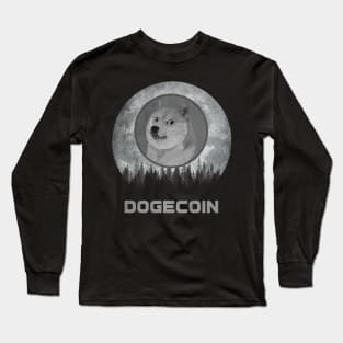 Vintage Dogecoin DOGE Coin To The Moon Crypto Token Cryptocurrency Blockchain Wallet Birthday Gift For Men Women Kids Long Sleeve T-Shirt